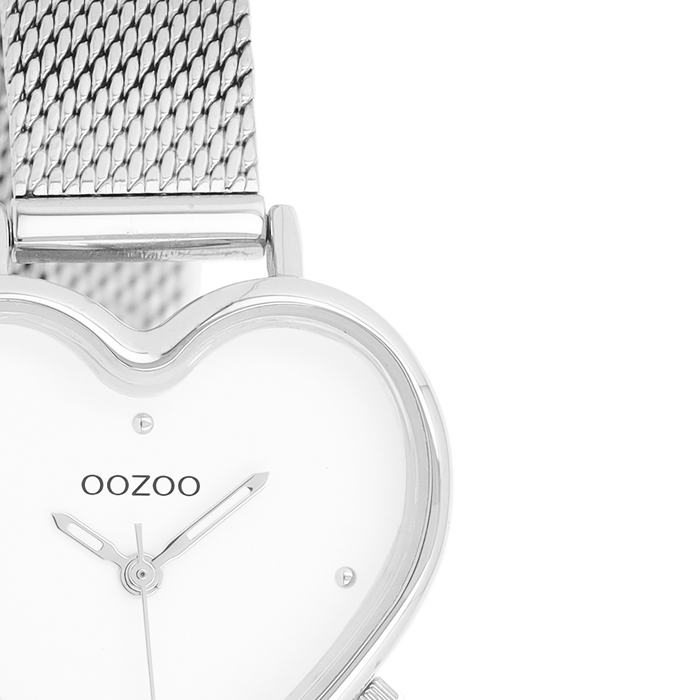 Oozoo Zilverkleurige OOZOO Horloge Met Metalen Mesh Armband - C11413