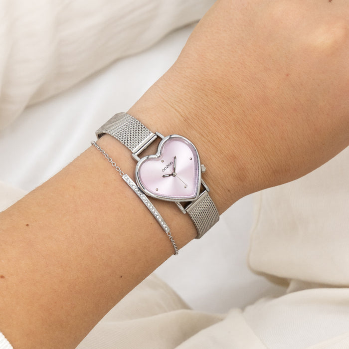 Oozoo Zilverkleurige OOZOO Horloge Met Metalen Mesh Armband - C11414