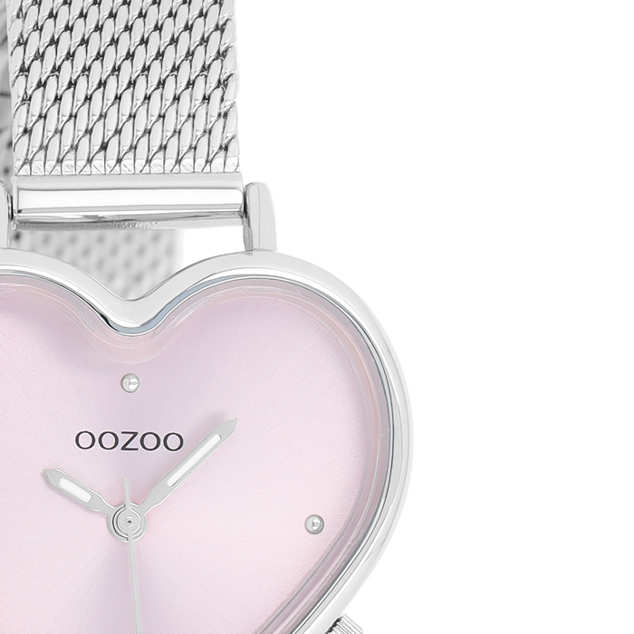Oozoo Zilverkleurige OOZOO Horloge Met Metalen Mesh Armband - C11414