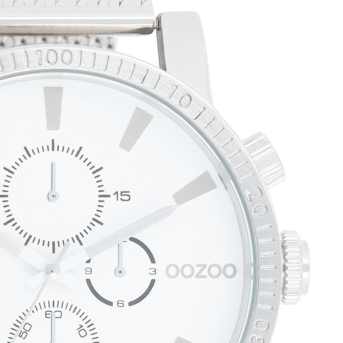 Oozoo Zilverkleurige OOZOO Horloge Met Metalen Mesh Armband - C11213