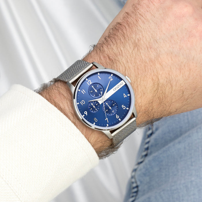 Oozoo Zilverkleurige OOZOO Horloge Met Metalen Mesh Armband - C11300
