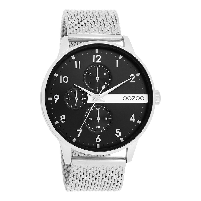 Oozoo Zilverkleurige OOZOO Horloge Met Metalen Mesh Armband - C11301