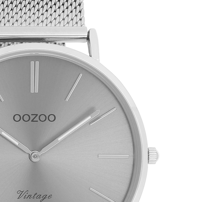 Oozoo Zilverkleurige OOZOO Horloge Met Metalen Mesh Armband - C9937