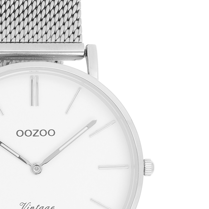 Oozoo Zilverkleurige OOZOO Horloge Met Metalen Mesh Armband - C9902