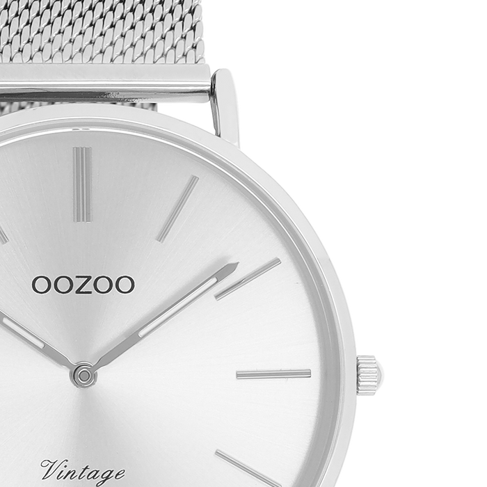Oozoo Zilverkleurige OOZOO Horloge Met Metalen Mesh Armband - C9905