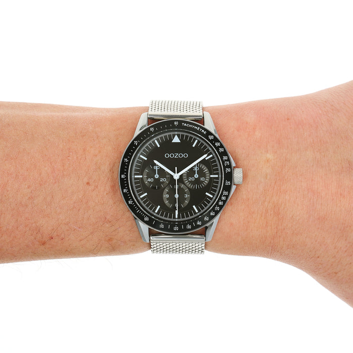 Oozoo Zilverkleurige OOZOO Horloge Met Metalen Mesh Armband - C11113