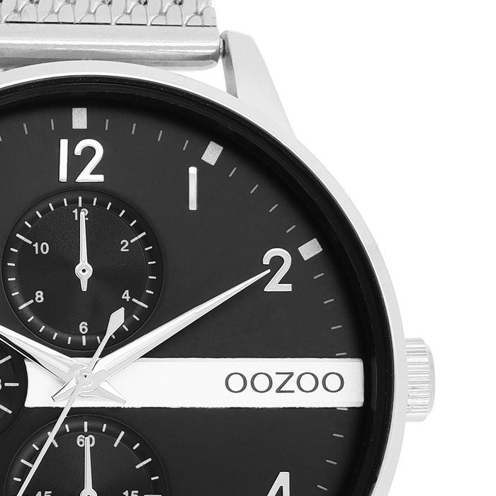 Oozoo Zilverkleurige OOZOO Horloge Met Metalen Mesh Armband - C11301