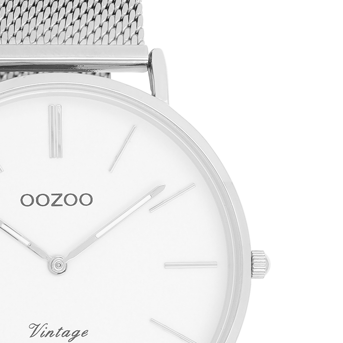Oozoo Zilverkleurige OOZOO Horloge Met Metalen Mesh Armband - C9901