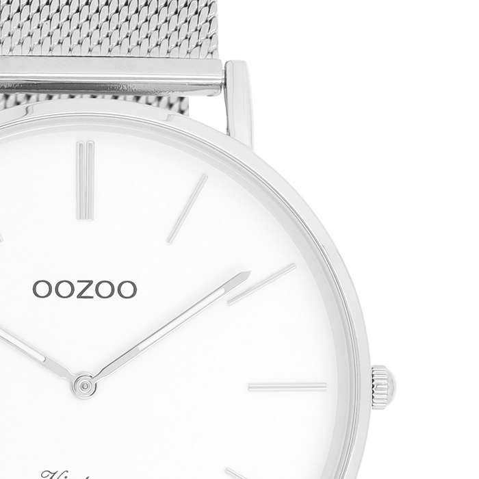 Oozoo Zilverkleurige OOZOO Horloge Met Metalen Mesh Armband - C9900