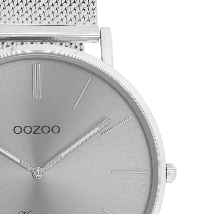 Oozoo Zilverkleurige OOZOO Horloge Met Metalen Mesh Armband - C9936