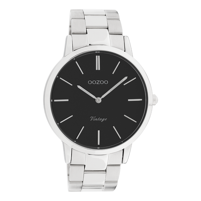 oozoo Zilverkleurige OOZOO horloge met roestvrijstalen armband - C20022