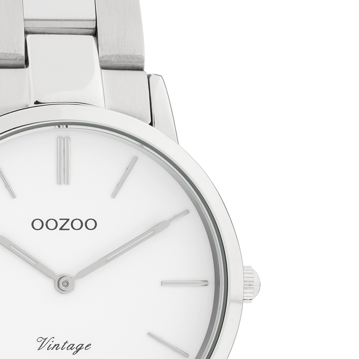 Oozoo Zilverkleurige OOZOO Horloge Met Roestvrijstalen Armband - C20038