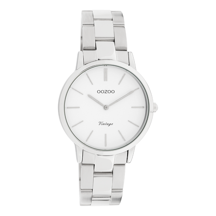 oozoo Zilverkleurige OOZOO horloge met roestvrijstalen armband - C20038