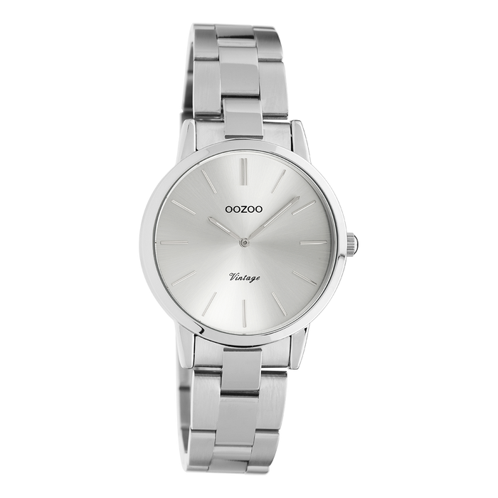 oozoo Zilverkleurige OOZOO horloge met roestvrijstalen armband - C20110
