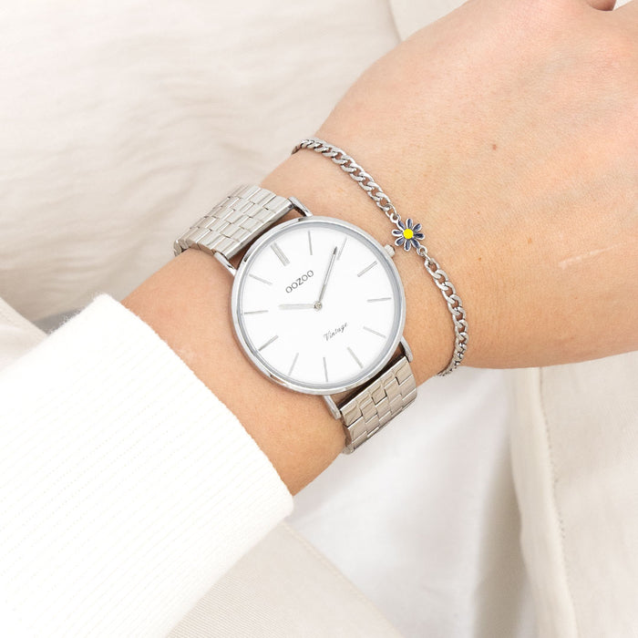 Oozoo Zilverkleurige OOZOO Horloge Met Roestvrijstalen Armband - C20400