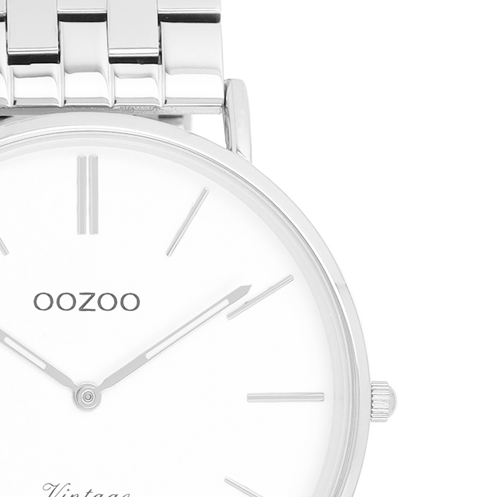 Oozoo Zilverkleurige OOZOO Horloge Met Roestvrijstalen Armband - C20400
