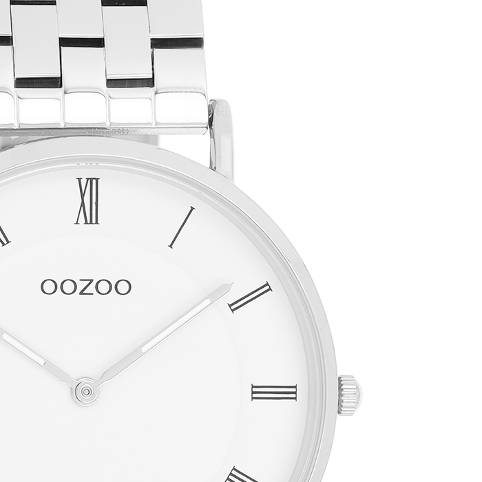 Oozoo Zilverkleurige OOZOO Horloge Met Roestvrijstalen Armband - C20365