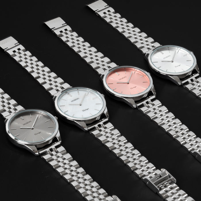 Oozoo Zilverkleurige OOZOO Horloge Met Roestvrijstalen Armband - C9983