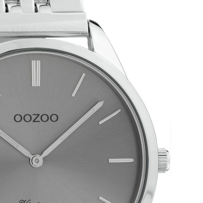 Oozoo Zilverkleurige OOZOO Horloge Met Roestvrijstalen Armband - C9983