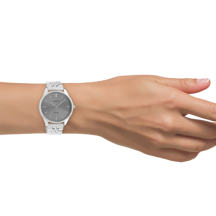 Oozoo Zilverkleurige OOZOO Horloge Met Roestvrijstalen Armband - C9983