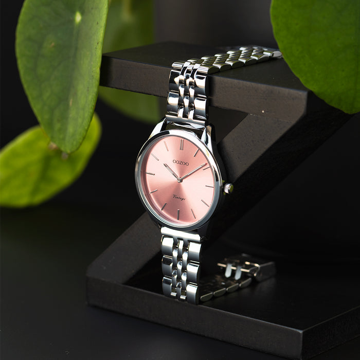 Oozoo Zilverkleurige OOZOO Horloge Met Roestvrijstalen Armband - C9982