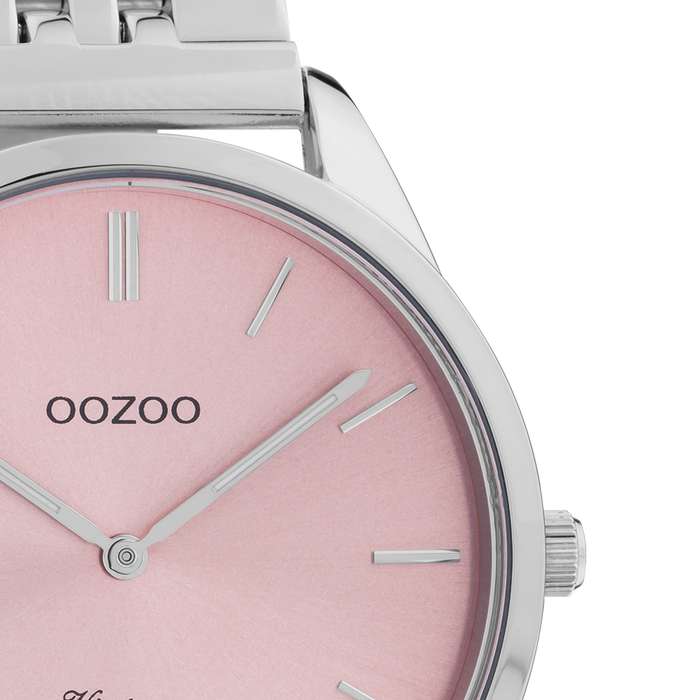 Oozoo Zilverkleurige OOZOO Horloge Met Roestvrijstalen Armband - C9982