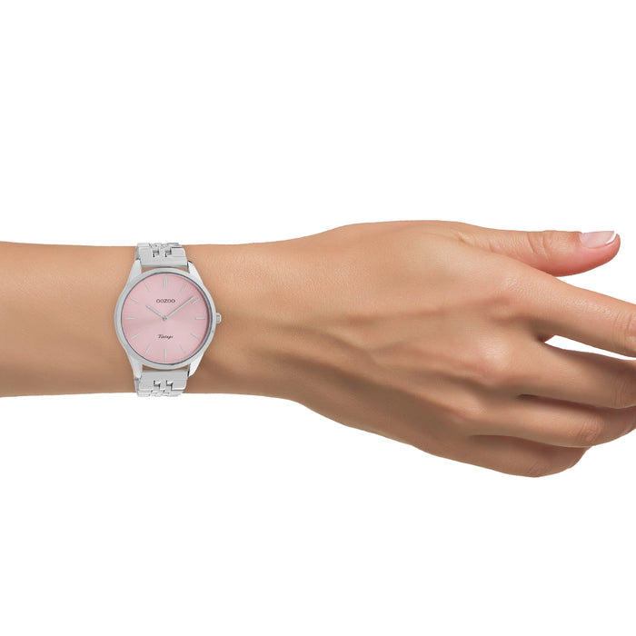 Oozoo Zilverkleurige OOZOO Horloge Met Roestvrijstalen Armband - C9982