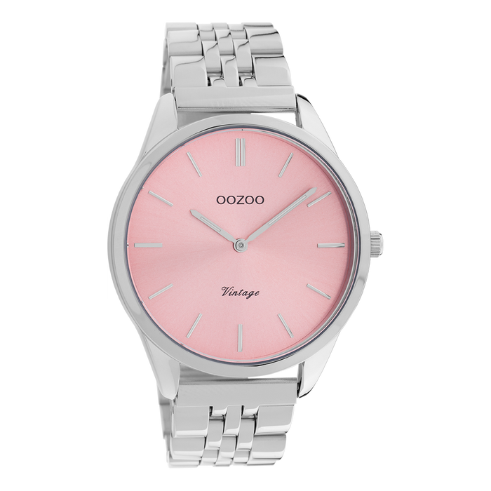 oozoo Zilverkleurige OOZOO horloge met roestvrijstalen armband - C9982