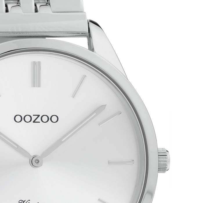 Oozoo Zilverkleurige OOZOO Horloge Met Roestvrijstalen Armband - C9981