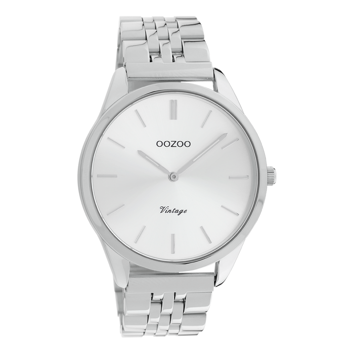 oozoo Zilverkleurige OOZOO horloge met roestvrijstalen armband - C9981