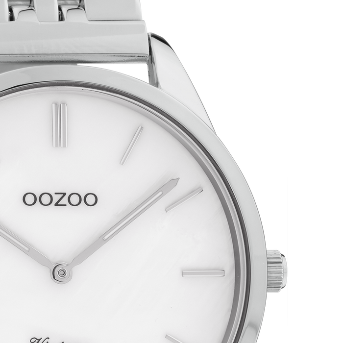Oozoo Zilverkleurige OOZOO Horloge Met Roestvrijstalen Armband - C9980