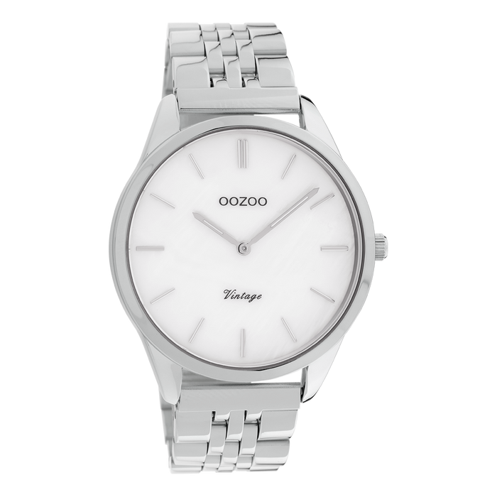 oozoo Zilverkleurige OOZOO horloge met roestvrijstalen armband - C9980