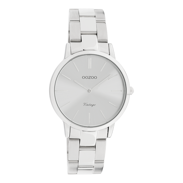 oozoo Zilverkleurige OOZOO horloge met roestvrijstalen armband - C20039