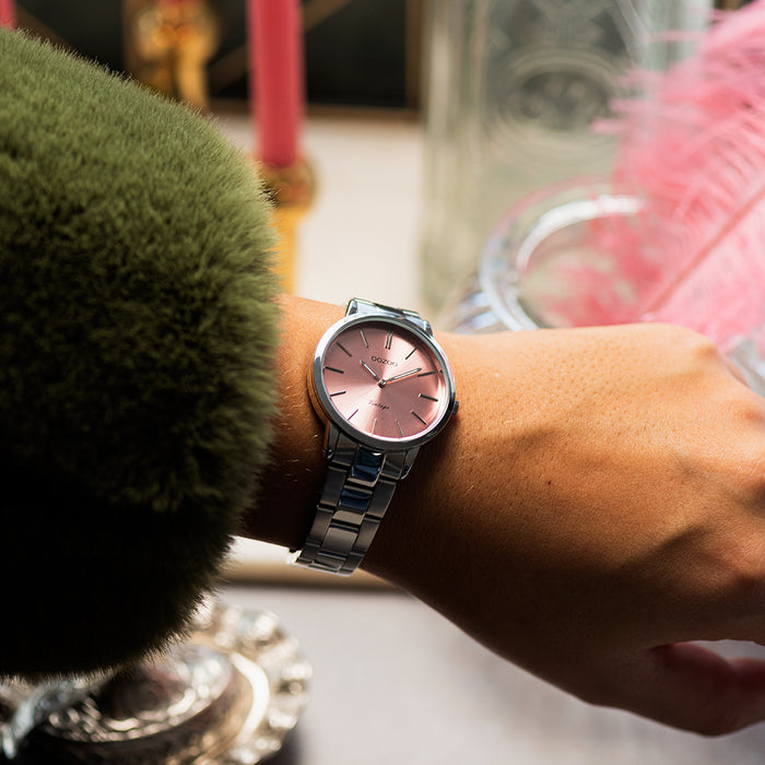 Oozoo Zilverkleurige OOZOO Horloge Met Roestvrijstalen Armband - C20040