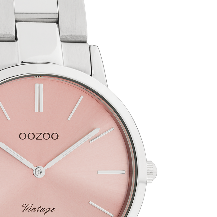 Oozoo Zilverkleurige OOZOO Horloge Met Roestvrijstalen Armband - C20040