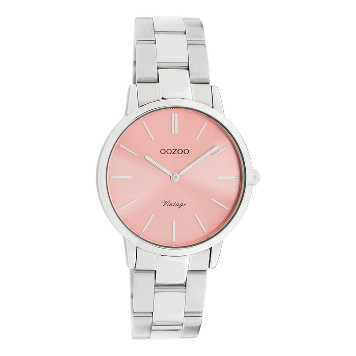 oozoo Zilverkleurige OOZOO horloge met roestvrijstalen armband - C20040