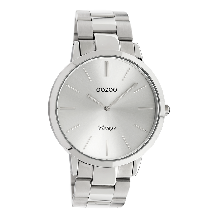 oozoo Zilverkleurige OOZOO horloge met roestvrijstalen armband - C20100