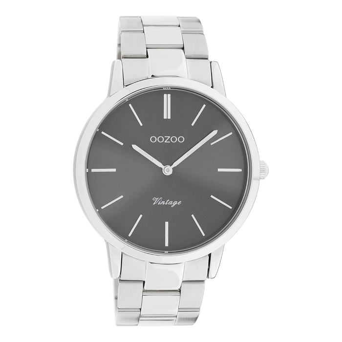 oozoo Zilverkleurige OOZOO horloge met roestvrijstalen armband - C20021