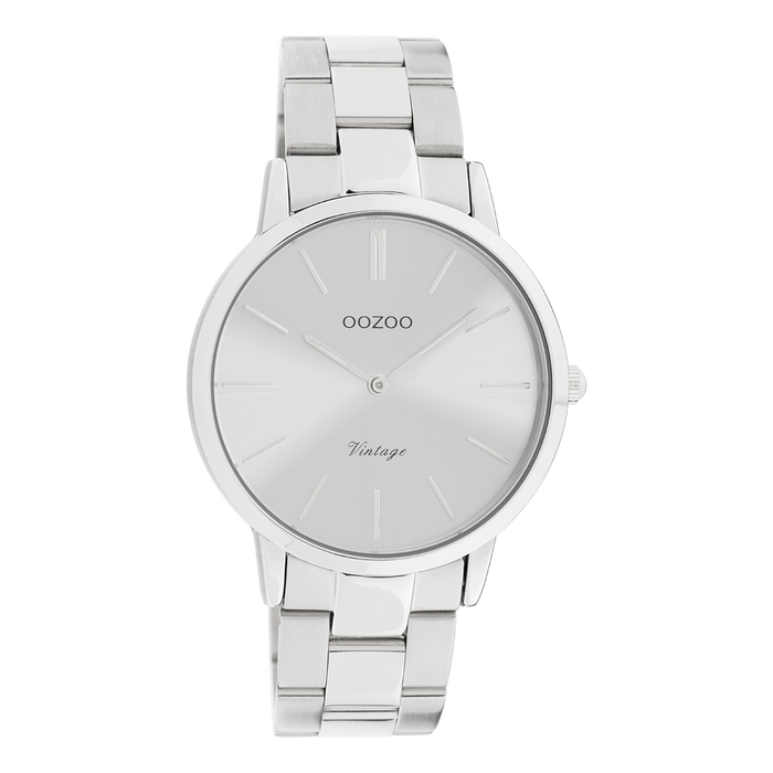 oozoo Zilverkleurige OOZOO horloge met roestvrijstalen armband - C20027