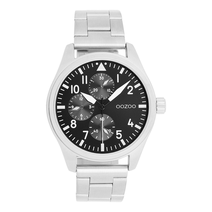 oozoo Zilverkleurige OOZOO horloge met roestvrijstalen armband - C11506