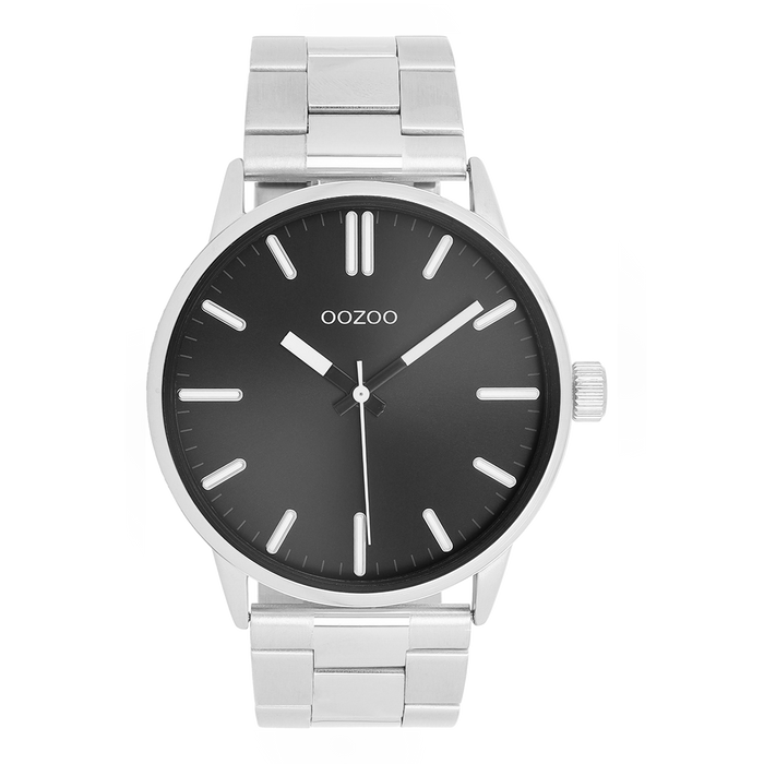 oozoo Zilverkleurige OOZOO horloge met roestvrijstalen armband - C11514