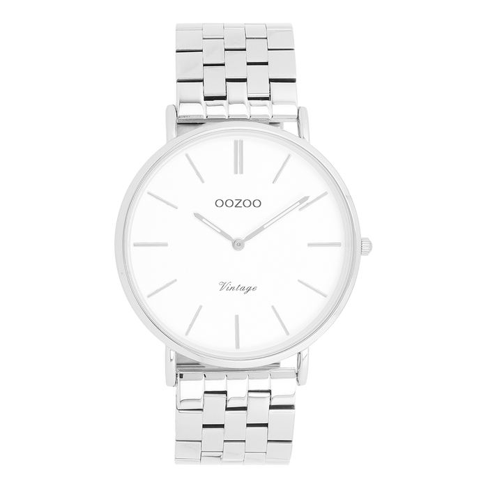 oozoo Zilverkleurige OOZOO horloge met roestvrijstalen armband - C20400