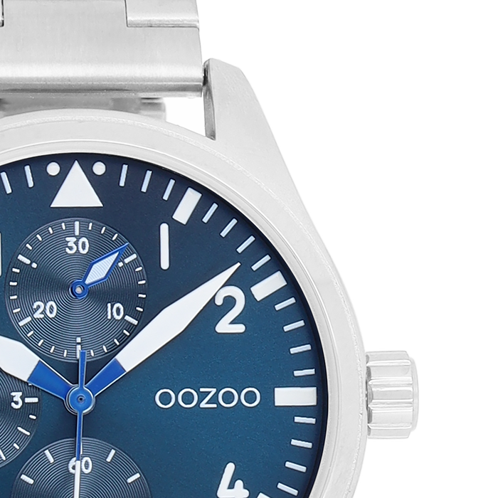Oozoo Zilverkleurige OOZOO Horloge Met Roestvrijstalen Armband - C11505