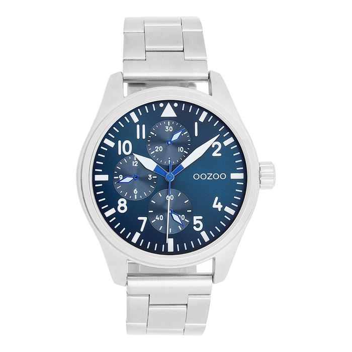 oozoo Zilverkleurige OOZOO horloge met roestvrijstalen armband - C11505