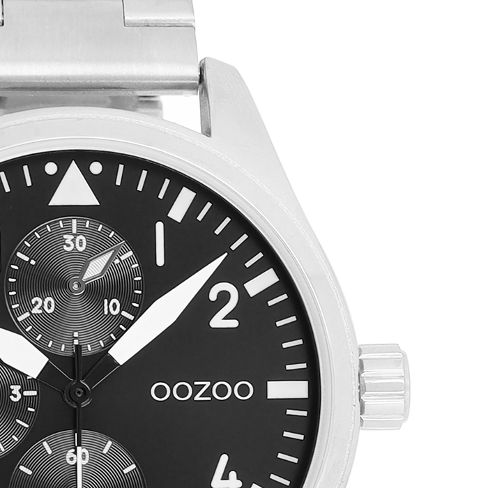 Oozoo Zilverkleurige OOZOO Horloge Met Roestvrijstalen Armband - C11506
