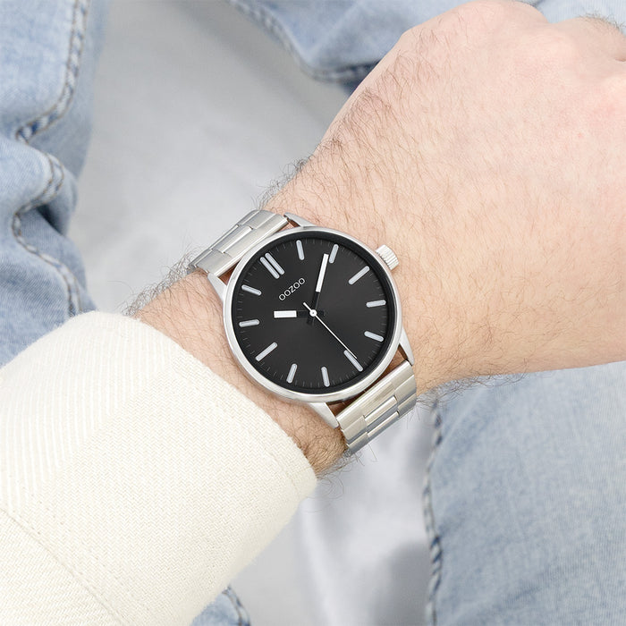 Oozoo Zilverkleurige OOZOO Horloge Met Roestvrijstalen Armband - C11514