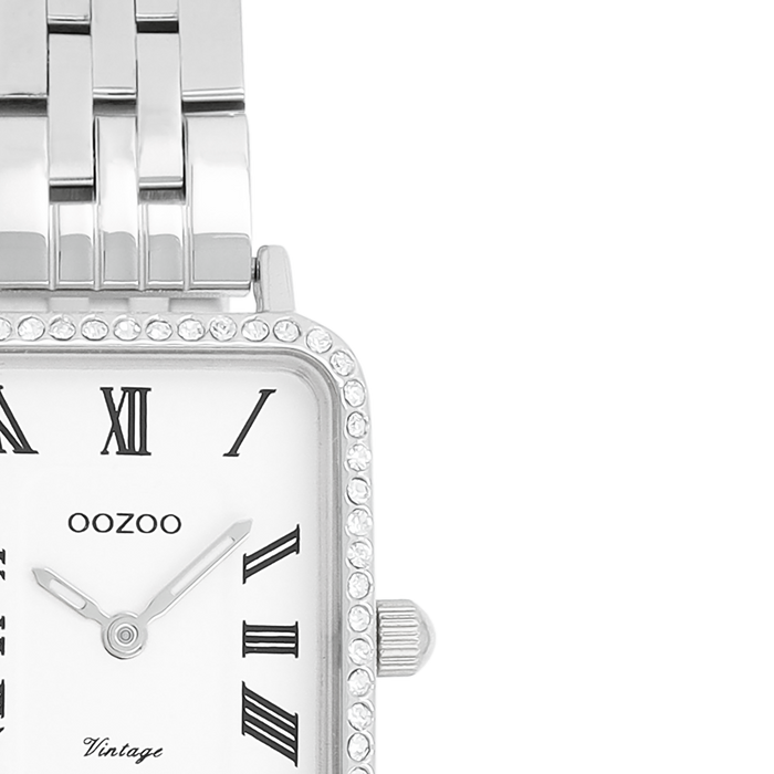 Oozoo Zilverkleurige OOZOO Horloge Met Roestvrijstalen Armband - C20413