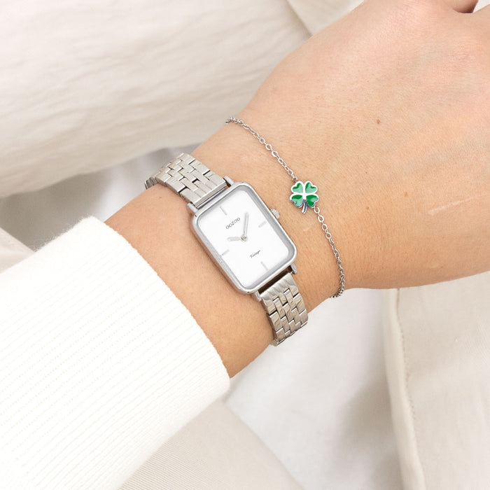 Oozoo Zilverkleurige OOZOO Horloge Met Roestvrijstalen Armband - C20416