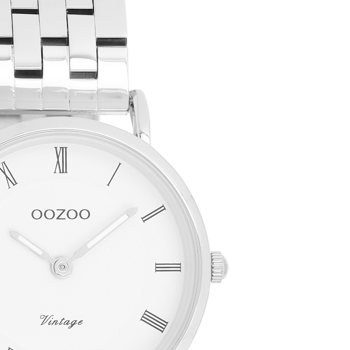 Oozoo Zilverkleurige OOZOO Horloge Met Roestvrijstalen Armband - C20372