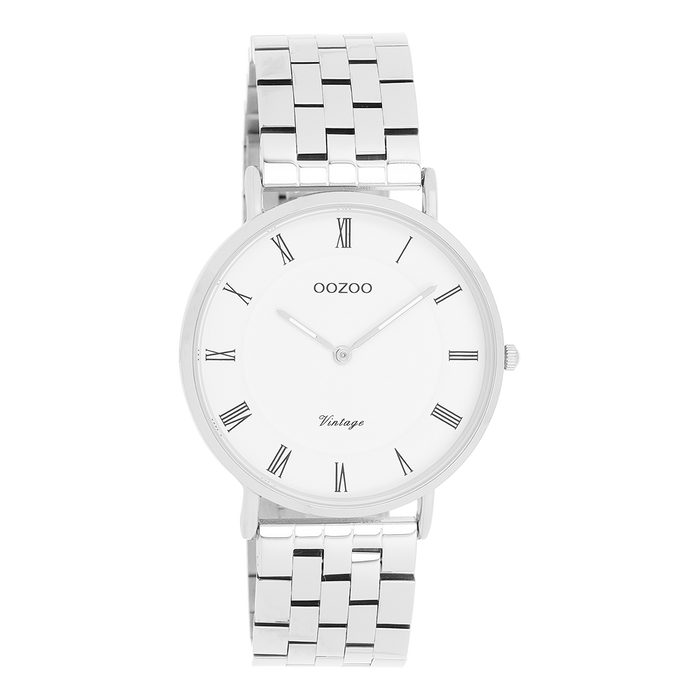oozoo Zilverkleurige OOZOO horloge met roestvrijstalen armband - C20365